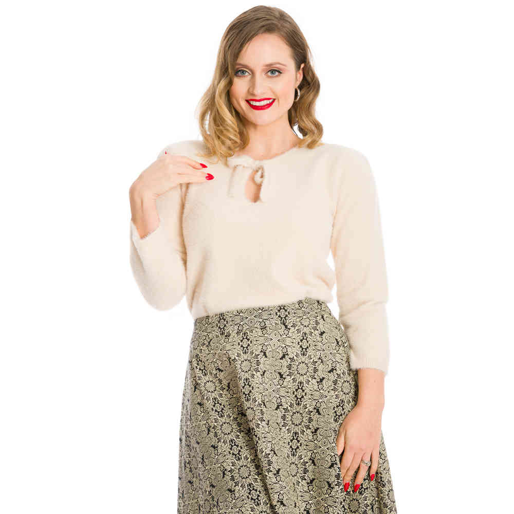 Dancing Days - PURRRFECTION PLEASE KNIT Pull en tricot - Blanc